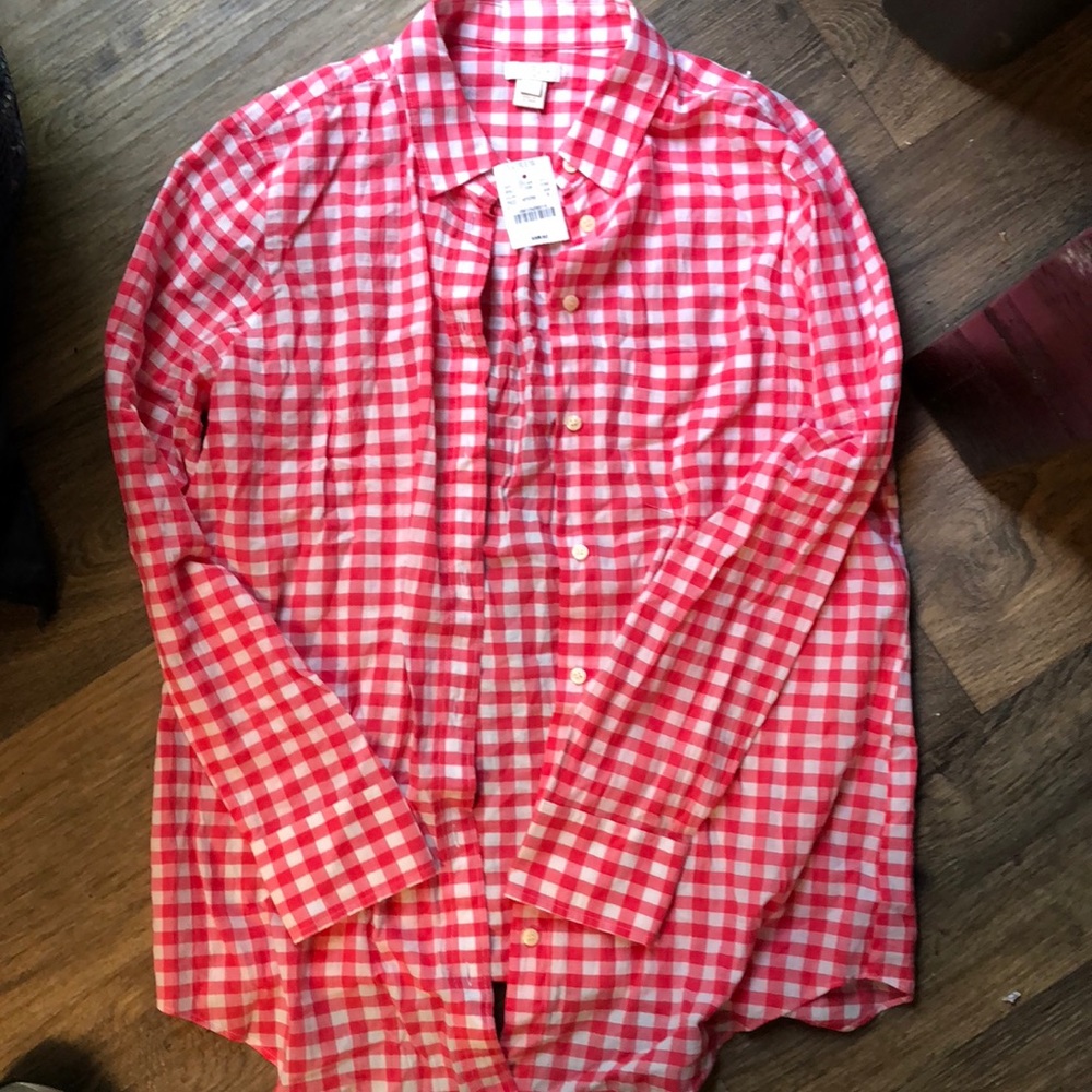 J Crew gingham cotton button up.